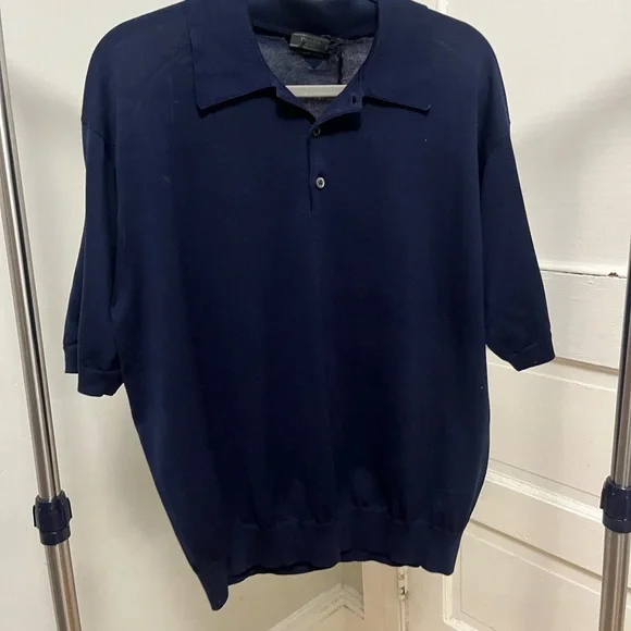 Prada | Shirts | Prada Mens Navy Blue Polo Shirt | Poshmark